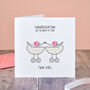 Newborn Twins Congratulations Button Card, thumbnail 2 of 3