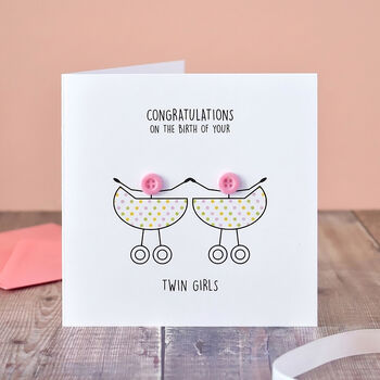 Newborn Twins Congratulations Button Card, 2 of 3