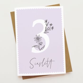 Floral Third Birthday Card, 4 of 7