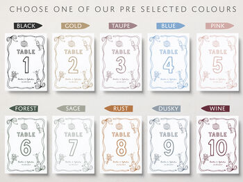 Hand Drawn Whimsical Wedding Table Numbers, 5 of 6