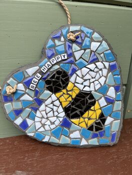 Bee Happy Slate Heart Mosaic Craft Kit, 5 of 6