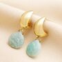 Semi Precious Teardrop Drop Earrings In Gold, thumbnail 1 of 7