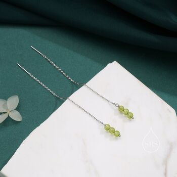 Sterling Silver Genuine Peridot Threaders, 2 of 10