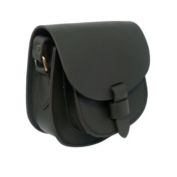 Crossbody Black Loop Closure Leather Saddle Bag Maya, 3 of 5