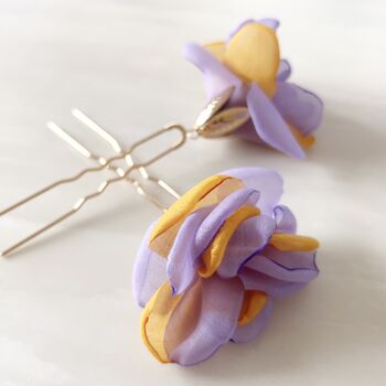 Purple And Yellow Floral Hair Pin Set, 2 of 6
