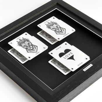 Personalised Lesbian Couples Gift Royal Lioness Playing Cards Frame, 5 of 9