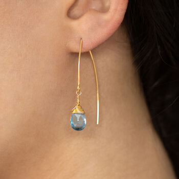 Aquamarine Gemstone Wrapped Long Earrings, 2 of 9