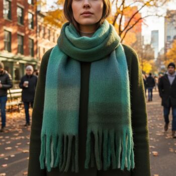 Soft Check Print Wool Blend Scarf, 12 of 12