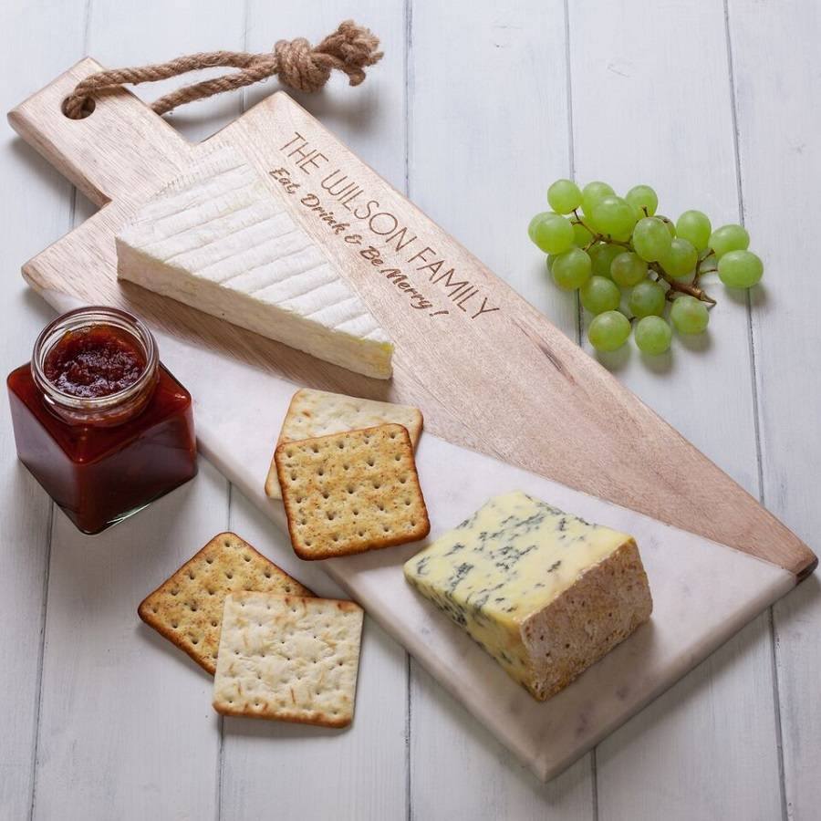 Personalised Diagonal Mango Wood Marble Chopping Board By British And ...