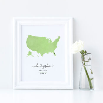 Personalised USA Engagement Map Print, 5 of 9