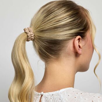 Silver Ion Infused Skinny Satin Scrunchies Caramel Double Pack, 2 of 5