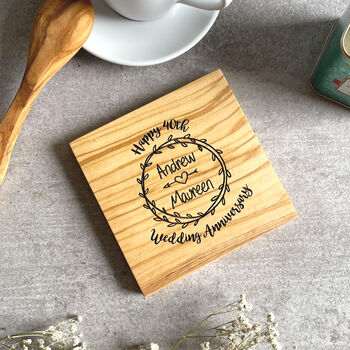 Personalised Anniversary Marble And Wood Coaster, 2 of 9