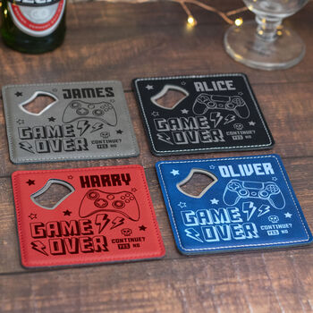Games Controller Pu Leather Coaster With Bottle Opener, 3 of 3