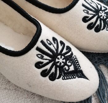 Folk Cream Wool Ballerina Slippers, 3 of 5