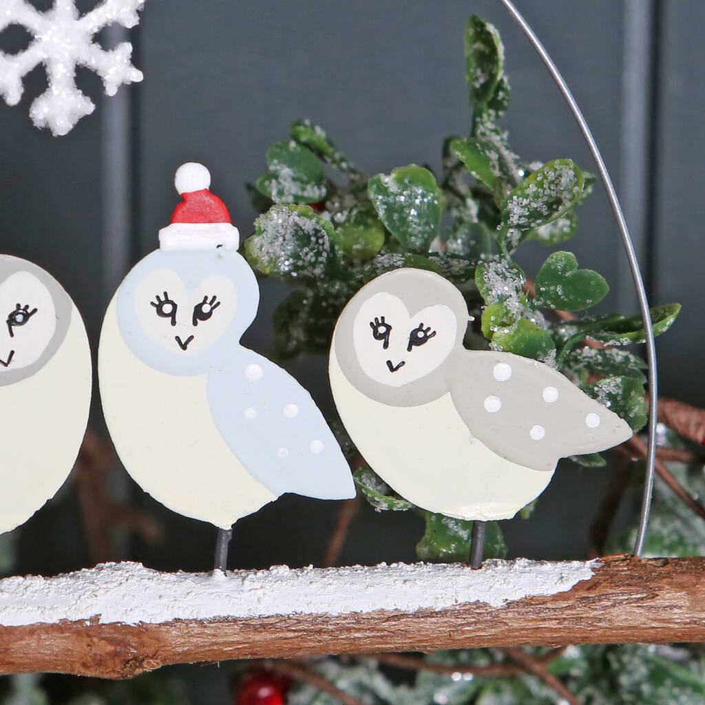 Four Christmas Owls On Branch By red berry apple | notonthehighstreet.com