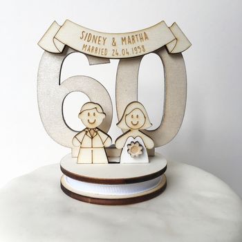 Personalised 60th Wedding Anniversary Cake Topper, 3 of 4