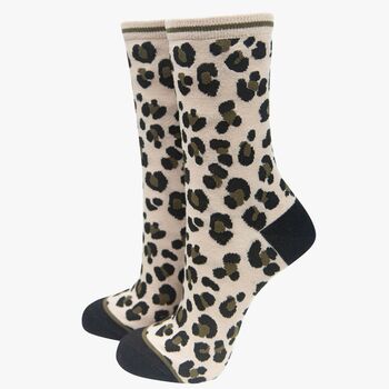 Women's Bamboo Socks Gift Box Neutral Star Cheetah, 5 of 5