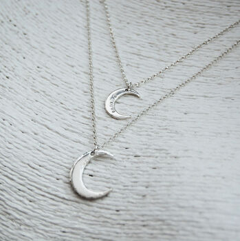 Personalised Name Crescent Moon Silver Necklace, 7 of 10