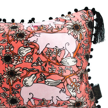 The Country Pig Coral Eco Friendly Rectangle Cushion, 4 of 4