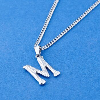 Silver Initial Pendant, Hammered Pendants, Letter Pendant, Pendant Chains, 5 of 10
