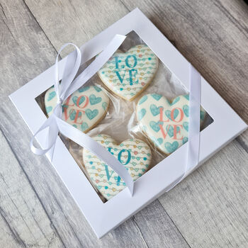 Valentine's Hearts Biscuits Gift Box, Eight Pieces, 5 of 6
