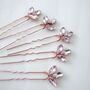 Set Of Five Pink Crystal Hair Pins, thumbnail 2 of 3