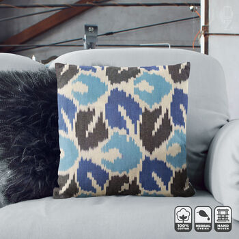 Ikat Handwoven Cushion Cover With Leaf Pattern, 4 of 8