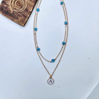 Customized Layered Evil Eye Initial Choker Necklace, 2 of 4