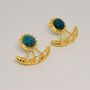 Blue Apatite, Pearl Gold Earrings, thumbnail 2 of 6