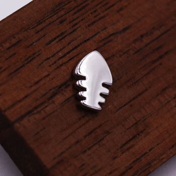 Fish Bone Stud Earrings In Sterling Silver, 8 of 12