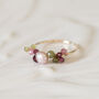 Tourmaline Garnet And Pearls Adjustable Ring, thumbnail 3 of 9