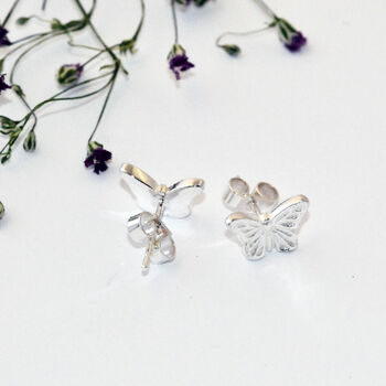 Sterling Silver Butterfly Stud Earrings, 2 of 9