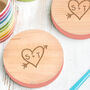 Two Personalised Carved Heart Couples Coasters, thumbnail 1 of 3
