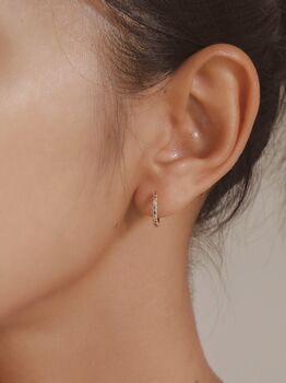Sterling Silver Rainbow Cz Huggie Hoop Earrings, 2 of 6