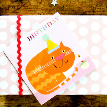 Happy Birthday Cat And Cake Greetings Card, 4 of 4