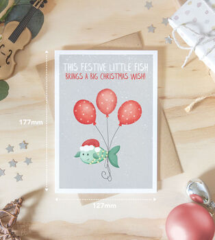 Cute Christmas Wish Fish Festive Poem Greeting Card, 3 of 4