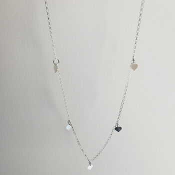 Sterling Silver Multi Love Heart Charms Necklace, 2 of 10