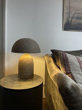 Elara Lamp Papier Mâché And Iron In Natural Grey Or White, 5 of 10