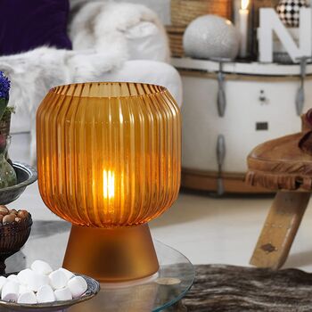 Battery Operated Glass Amber Table Lamp, 5 of 7