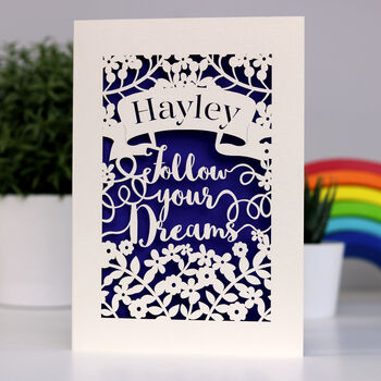 Personalised Papercut Follow Your Dreams Card, 12 of 12