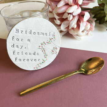 Bridesmaid Floral Ceramic Coaster, 2 of 8