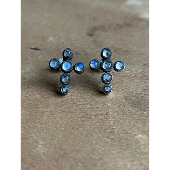 Therese Cross Earrings, Moonstone, 2 of 6