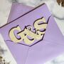 Personalised Entwined Wooden Letters 5th Anniversary Card, thumbnail 8 of 9