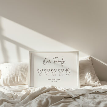 Custom Love Heart Family Print Wall Art, 5 of 8