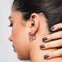 Art Deco Square Geometric Gold Hoop Earrings, thumbnail 5 of 8