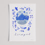 Sefton Park, Liverpool Blue Tile Inspired Travel Print, thumbnail 3 of 7