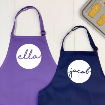 Personalised Kids Aprons With Names In Circles, 2 of 5