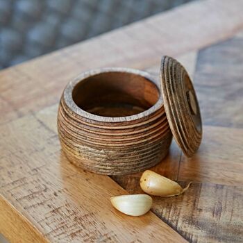 Small Carved Mango Wood Bowl With Lid, 3 of 7