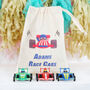 Three Toy Race Cars With Personalised Cotton Bag, thumbnail 1 of 4
