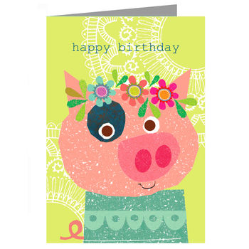 Happy Birthday Animal Selfie Pig Card, 3 of 4